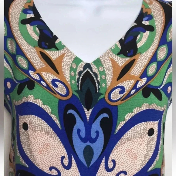 Anthropologie MAEVE Folksong Shift Dress Blue Green Bird Boho Sleeveless Size XS - Picture 9 of 13